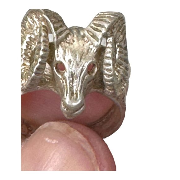 Ram's Head Ring Zodiac Sign Aries Witch Jewelry Gothic Occult Goat Astrology 6.2 - Picture 10 of 11